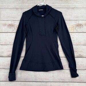 Lululemon Think Fast Pullover Sweatshirt Women's Size 6 Blue/Black Stripe